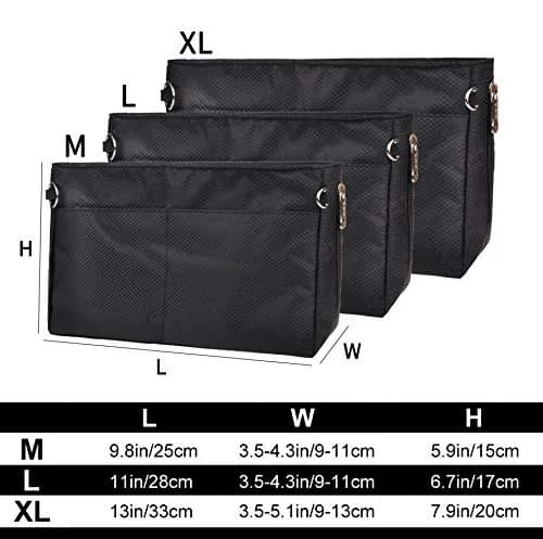 Vercord Expandable Nylon Handbag Purse Organizer Insert Liner Shaper Bag in Bag - Black Medium thumbnail 2