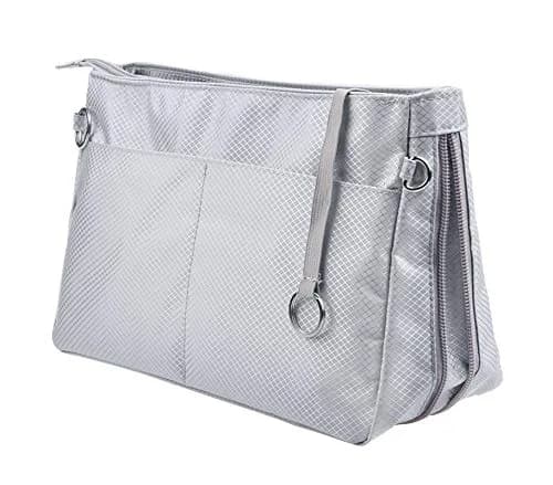 Vercord Medium Beige Grey Expandable Nylon Handbag Purse Organizer Insert Liner Shaper Bag in Bag thumbnail 1