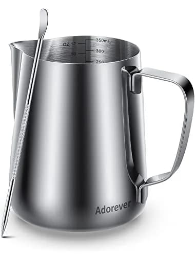 Adorever Milk Frothing Pitcher 355ml (12oz) with Latte Art Pen | Stainless Steel Espresso Steaming Jug thumbnail 1