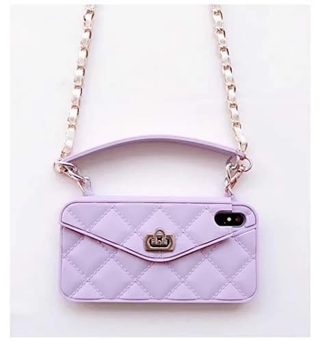 UnnFiko Wallet Case for iPhone X/XS, Purple Luxury Bag Design with Shoulder Strap | Card Pouch Flip Cover thumbnail 5