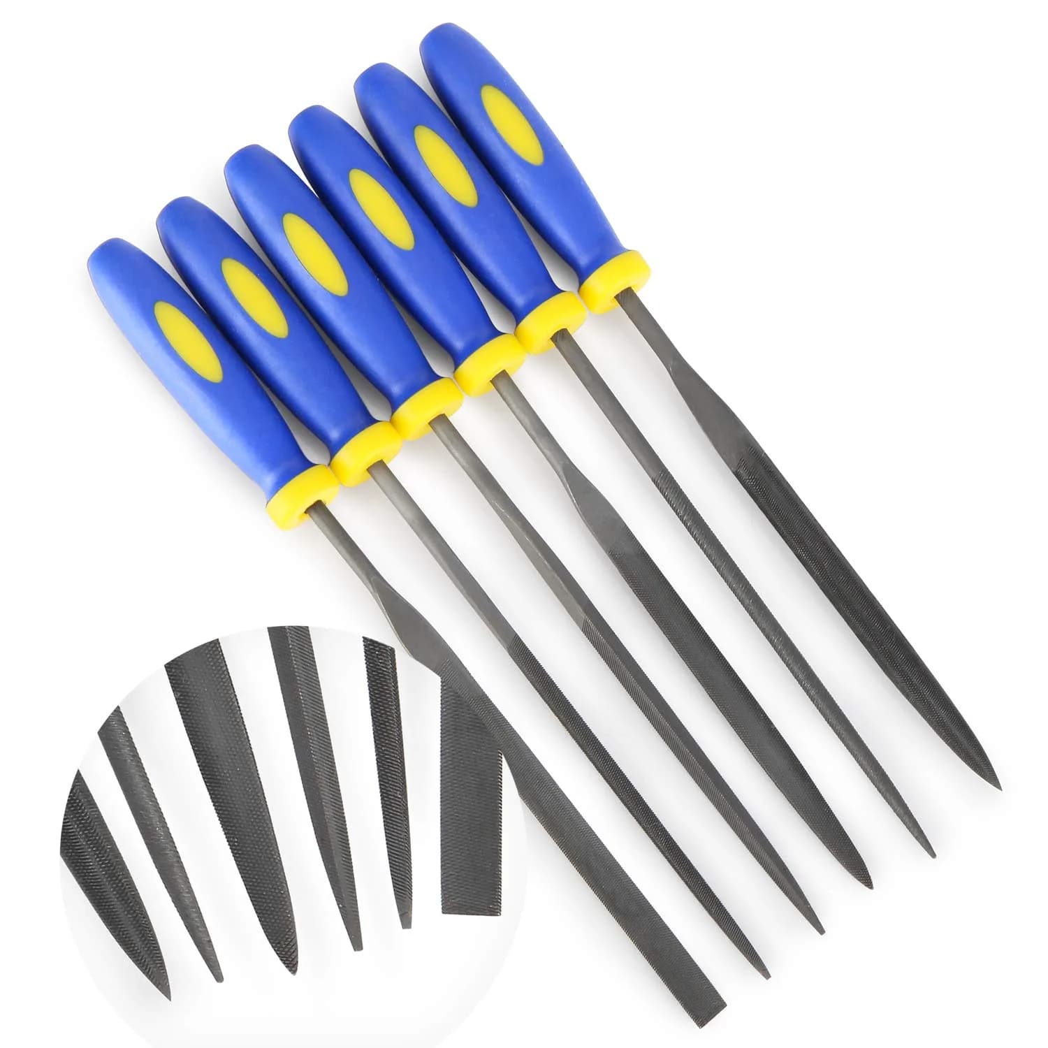 KALIM MINI Needle File Set (Carbon Steel 6 Piece-Set) 6'' | Precision Hand Files for Metal, Jewelry, Wood & Plastic