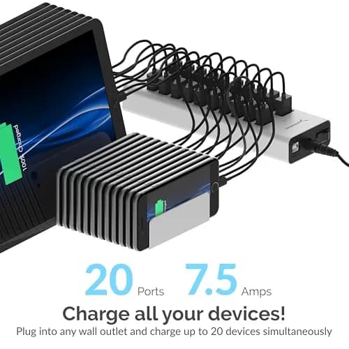 SABRENT 90W 20-Port USB 2.0 Charging Station | Multiport Hub for Devices thumbnail 4
