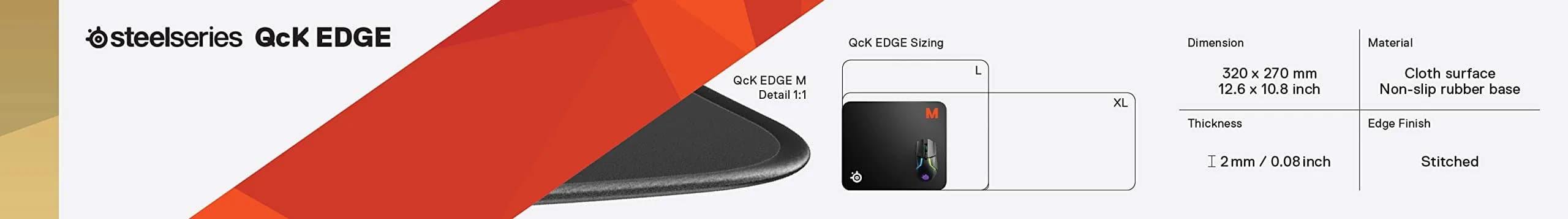 SteelSeries QcK Large Stitched Edge Gaming Mouse Pad, Black | Optimized for Gaming Sensors thumbnail 9