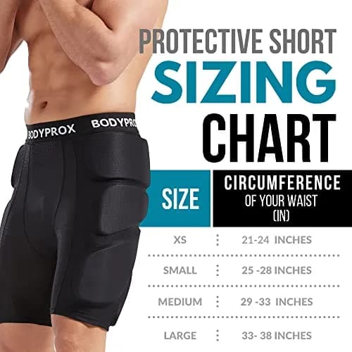 Bodyprox Protective Padded Shorts for Snowboard,Skate and Ski | 3D Hip & Tailbone Protection (Medium) Black thumbnail 2
