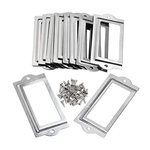 Bluecell World 20pcs 80 x 35mm Silver Metal Drawer Label Holder Frames | Organize Your Office Cabinets thumbnail 1