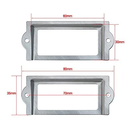 Bluecell World 20pcs 80 x 35mm Silver Metal Drawer Label Holder Frames | Organize Your Office Cabinets thumbnail 2
