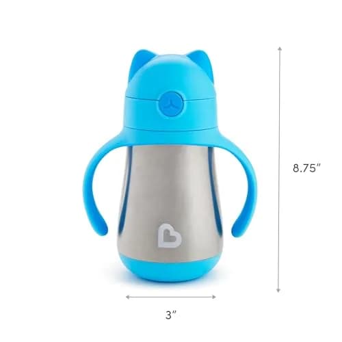 Munchkin Cool Cat Stainless Steel Straw Sippy Cup 237ml (8 Ounce) | Insulated Toddler Cup for Boys & Girls 18+ Months thumbnail 6