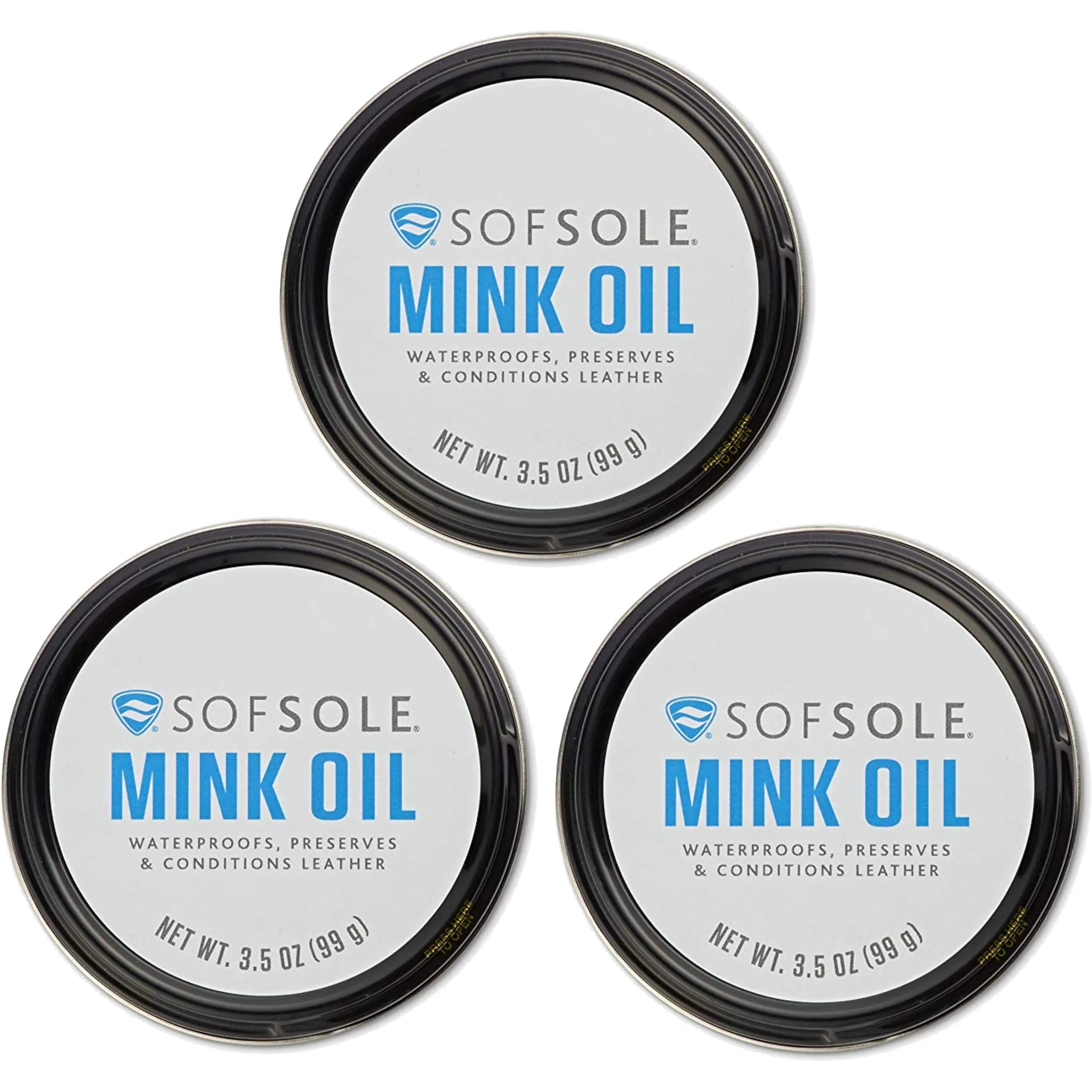 Sof Sole Mink Oil for Leather Conditioning & Waterproofing, 100g (3.5 oz) | USA Import — 3-Pack