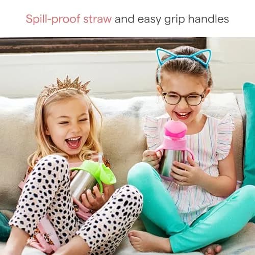 Munchkin Cool Cat Stainless Steel Sippy Cup 237ml (8oz) with Straw | BPA-Free Toddler Cup thumbnail 3