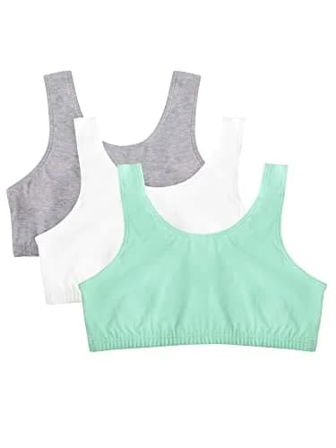 Fruit of the Loom Womens Built Up Tank Style Sports Bra, Mint Chip/White/Grey Heather, 44 US | Cotton Comfort for Low-Impact Activities thumbnail 1