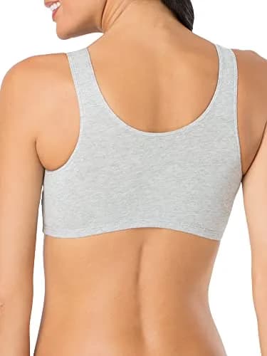 Fruit of the Loom Womens Built Up Tank Style Sports Bra, Mint Chip/White/Grey Heather, 44 US | Cotton Comfort for Low-Impact Activities thumbnail 6