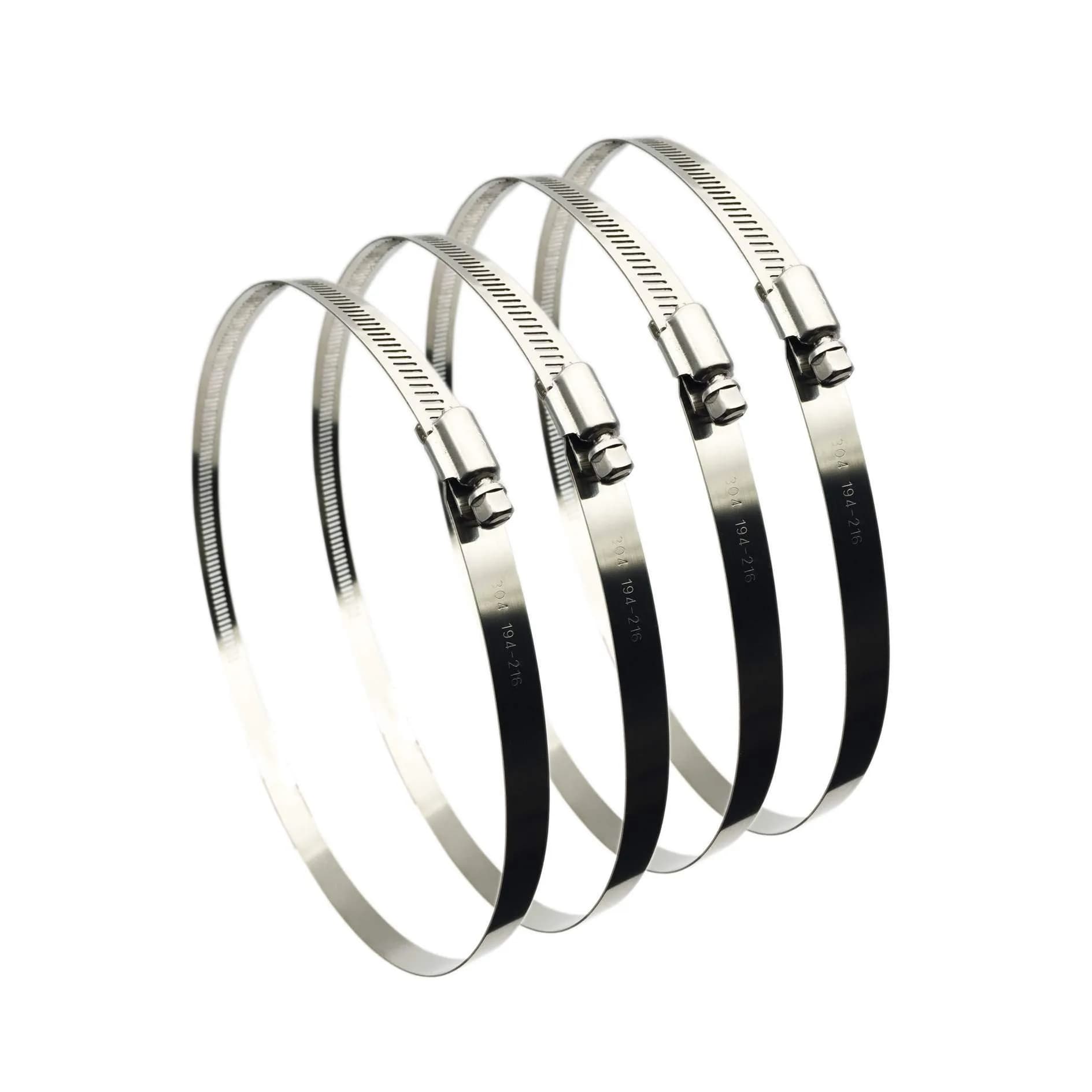 EesTeck 4 Inch 304 Stainless Steel Hose Clamps (4-Pack) | Worm Drive Adjustable Duct Clamps — 8" -4Pcs