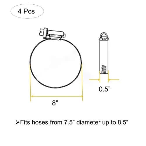 EesTeck 8 Inch 304 Stainless Steel Hose Clamp 4-Pack | 203.2mm (8") Diameter thumbnail 4