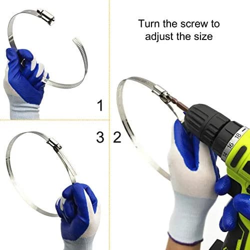 EesTeck 8 Inch 304 Stainless Steel Hose Clamp 4-Pack | 203.2mm (8") Diameter thumbnail 5