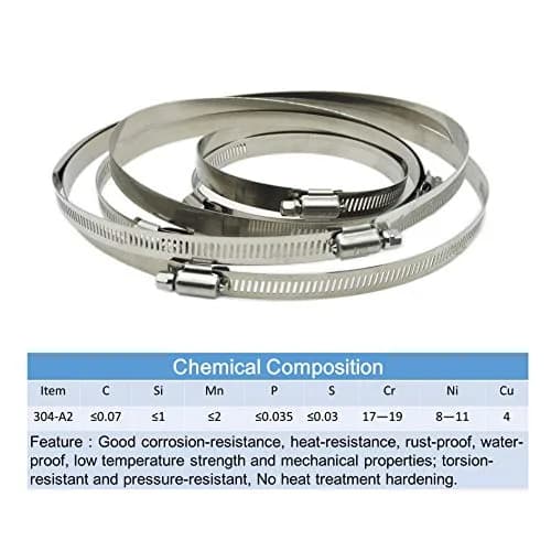 EesTeck 8 Inch 304 Stainless Steel Hose Clamp 4-Pack | 203.2mm (8") Diameter thumbnail 6