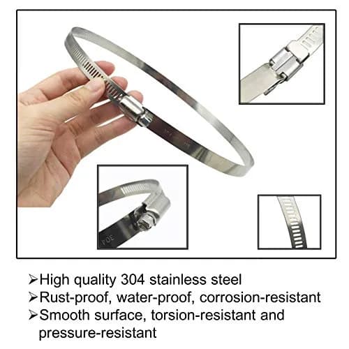 EesTeck 8 Inch 304 Stainless Steel Hose Clamp 4-Pack | 203.2mm (8") Diameter thumbnail 2