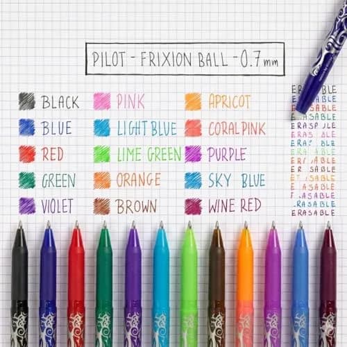 Pilot FriXion Erasable Rollerball Pen 0.7mm Tip - 5 Pens (2 Black, 1 Blue, 1 Red, 1 Green) | Smooth Ink Flow thumbnail 4