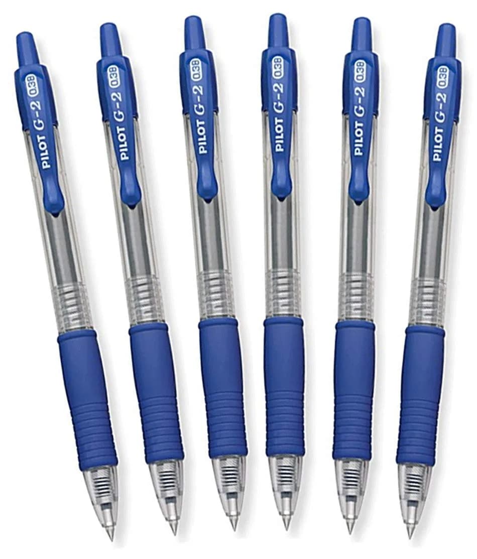 Pilot G2 Retractable Gel Ink Roller Ball Pens Ultra Fine | Blue, Pack of 6, Refillable - main product image