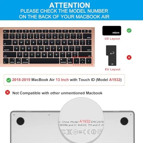 CaseBuy Premium Ultra Thin Keyboard Cover for MacBook Air 13 Inch A1932 (2019-2018) | Clear TPU Skin thumbnail 2