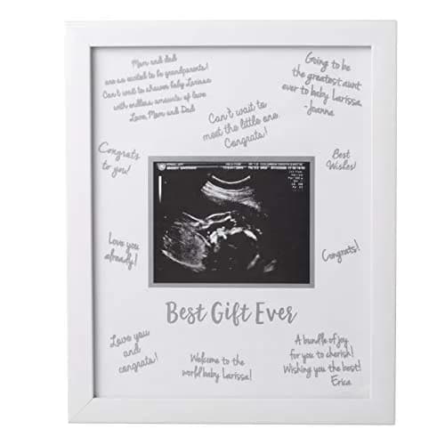 tiny ideas Guest Signature Sonogram Keepsake Frame with Silver Marker & Easel | Holds 4" x 5" Ultrasound Photo thumbnail 1