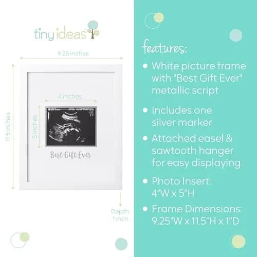 tiny ideas Guest Signature Sonogram Keepsake Frame with Silver Marker & Easel | Holds 4" x 5" Ultrasound Photo thumbnail 4