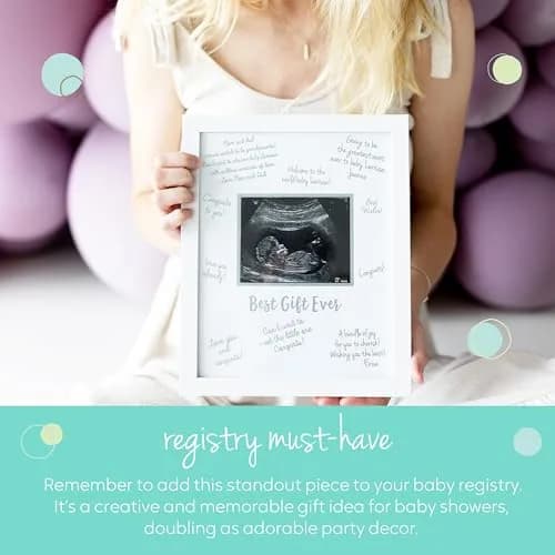 tiny ideas Guest Signature Sonogram Keepsake Frame with Silver Marker & Easel | Holds 4" x 5" Ultrasound Photo thumbnail 5