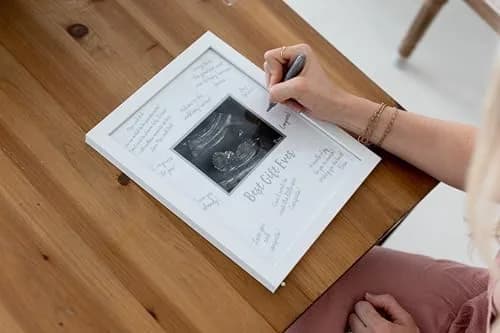 tiny ideas Guest Signature Sonogram Keepsake Frame with Silver Marker & Easel | Holds 4" x 5" Ultrasound Photo thumbnail 8