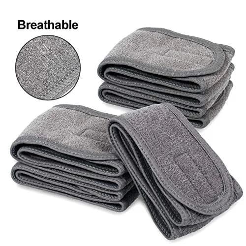 Whaline Gray Spa Headband for Women | Adjustable Terry Cloth Hair Wrap for Facial & Bath thumbnail 4