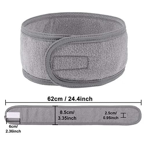 Whaline Gray Spa Headband for Women | Adjustable Terry Cloth Hair Wrap for Facial & Bath thumbnail 2