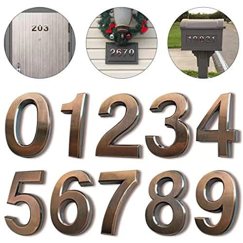 HopeWan Mailbox Numbers for Outside, Door Number Stickers, Bronze, 2.75" High | 3D Raised Style, Pack of 10 thumbnail 1