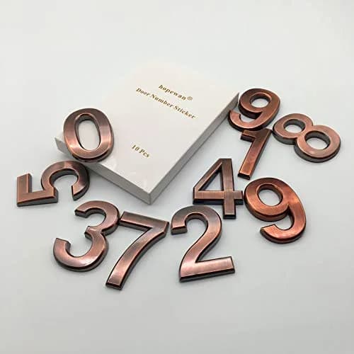 HopeWan Mailbox Numbers for Outside, Door Number Stickers, Bronze, 2.75" High | 3D Raised Style, Pack of 10 thumbnail 2