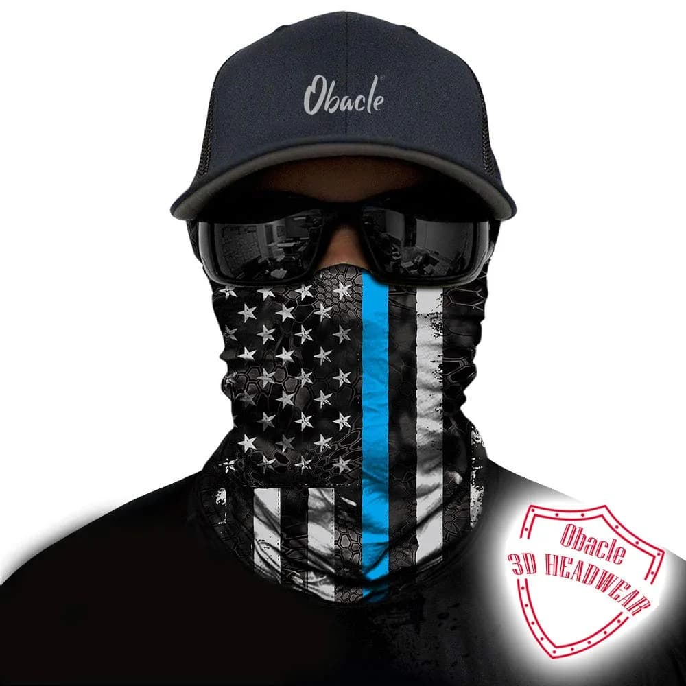 Obacle Motorcycle Face Mask Sun UV Dust Wind Protection Tube Mask Seamless Bandana Face Mask for Men Women Bike Riding Cycling Biker Fishing Outdoor Festival — Us Flag 1 Blue Line