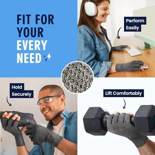 Dr. Frederick's Original Grippy Compression Gloves, Fingerless, L | Targeted Arthritis & Support thumbnail 9