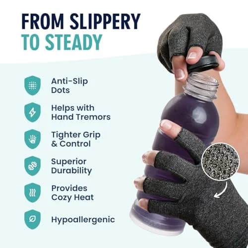 Dr. Frederick's Original Grippy Compression Gloves, Fingerless, L | Targeted Arthritis & Support thumbnail 4