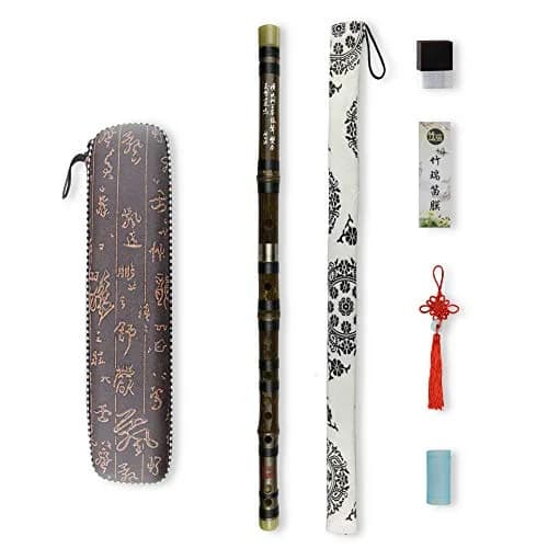 PHYSKOW F Key Dizi Black Bamboo Flute 20in | Traditional Chinese Instrument thumbnail 1