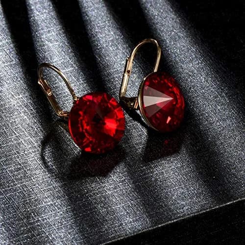 EVEVIC Austrian Crystal Round Drop Leverback Earrings for Women | 14mm Diameter, 25mm Length thumbnail 7