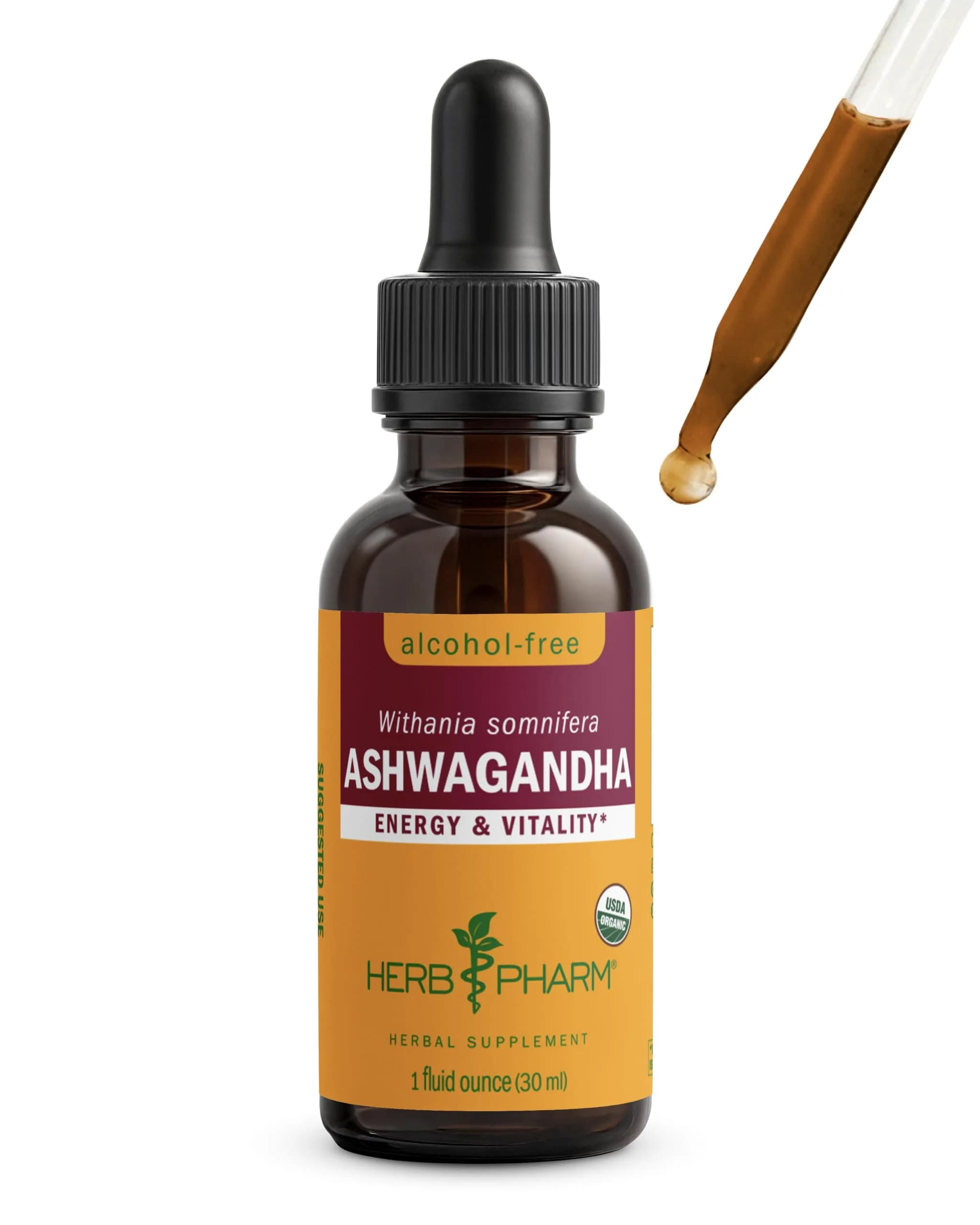 Herb Pharm Organic Ashwagandha Liquid Extract 30ml (1 Fl Oz) | USDA Organic Calming Adaptogen - main product image