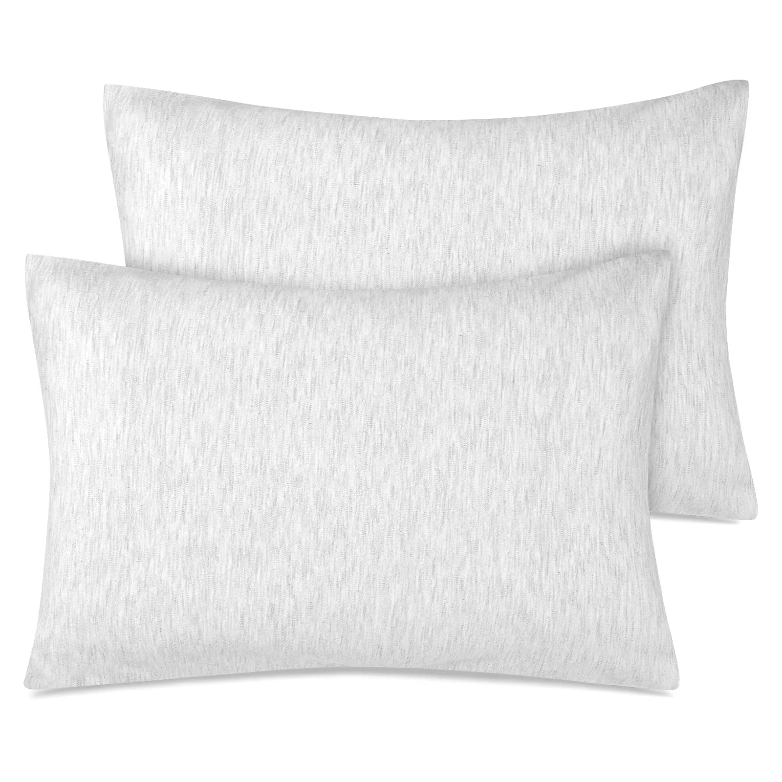 Zenssia Organic Cotton Toddler Pillow Case 33x46 cm (13x18 Inches), 2 Pack Pink Stripe | Soft & Breathable for Baby — Gray Solid