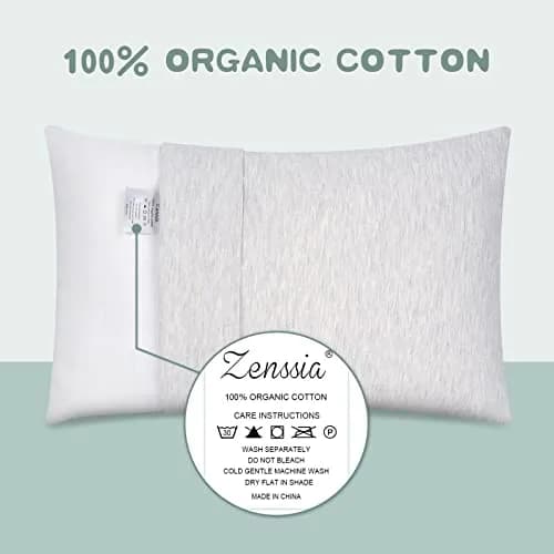 Zenssia Organic Cotton Toddler Pillow Case 13x18 Inches, 2 Pack, Gray | Soft & Breathable, Envelope Closure, Travel Size, Machine Washable, Perfect for Baby & Toddler thumbnail 2