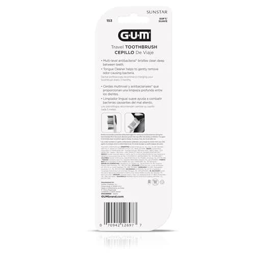 GUM Folding Travel Toothbrush 12 Count (Pack of 6) | Hygienic Tri-Fold Design with Tongue Cleaner thumbnail 5