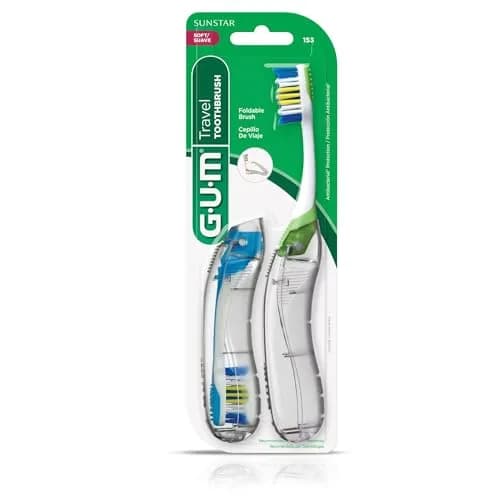 GUM Folding Travel Toothbrush 12 Count (Pack of 6) | Hygienic Tri-Fold Design with Tongue Cleaner thumbnail 4