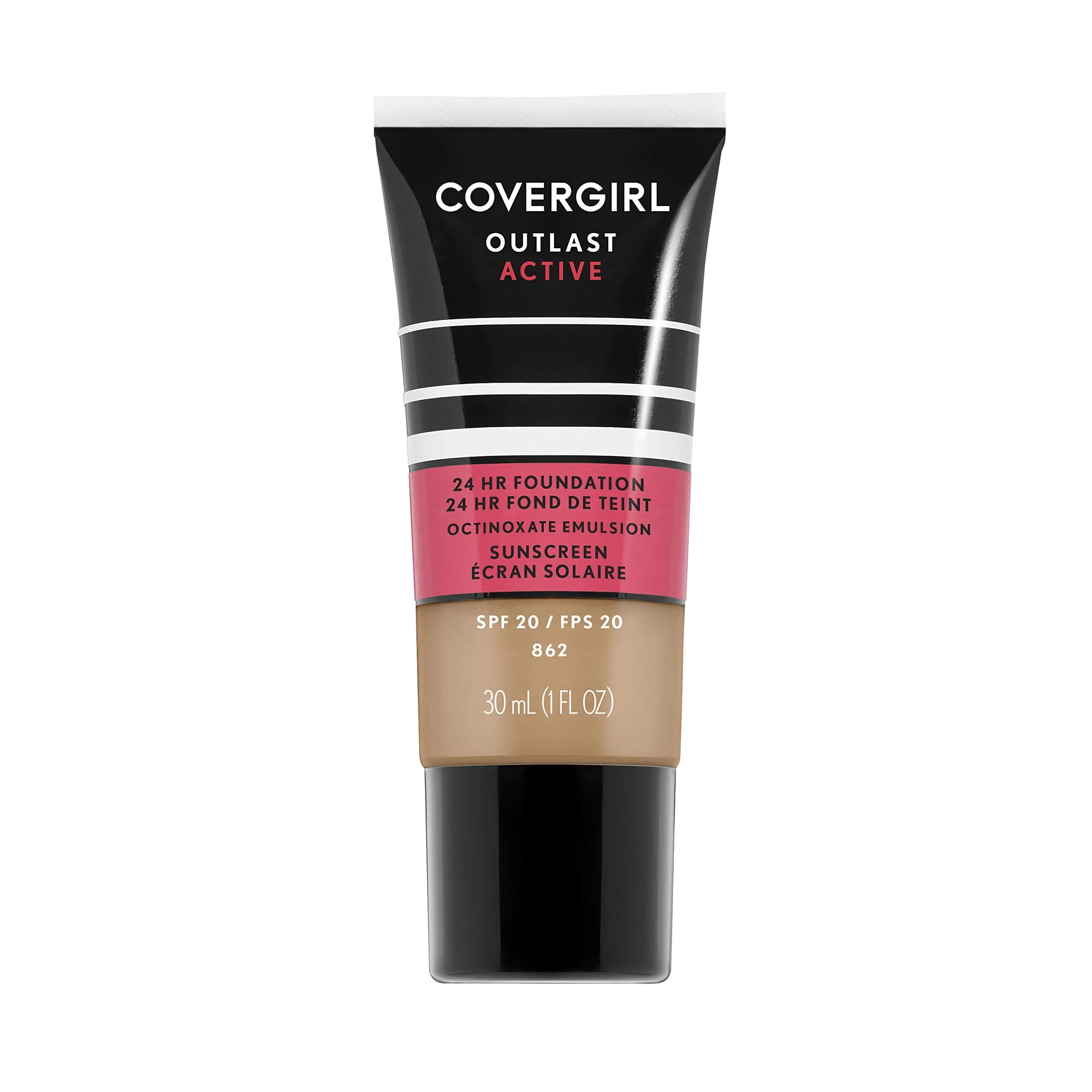 COVERGIRL Outlast Active Foundation, Natural Tan, 1 Ounce | Sweat-proof, 24H Wear, Pore-Friendly - main product image