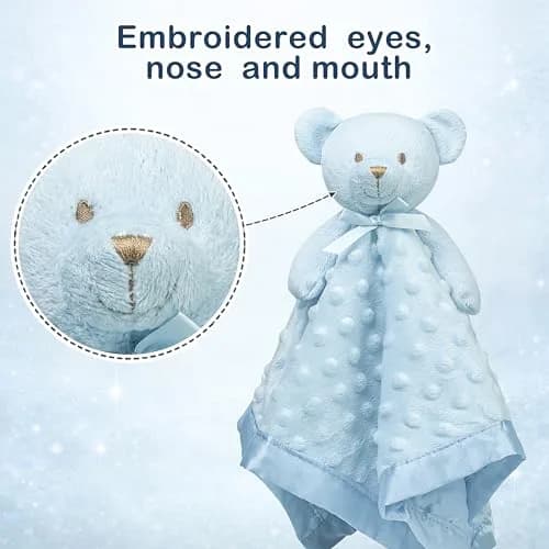 Pro Goleem Blue Teddy Bear Lovey Security Blanket 40cm x 40cm (16"x16") | Soft Lovie for Newborns & Toddlers thumbnail 5
