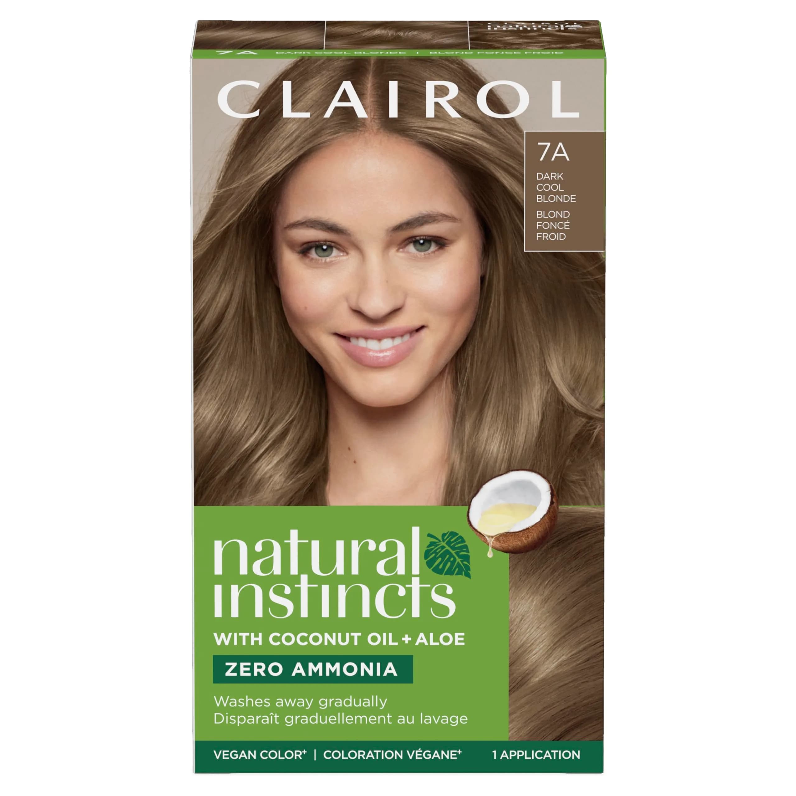 Clairol Natural Instincts Demi-Permanent Hair Dye 6BZ Light Caramel Brown 525ml (17.55 Fl Oz) | Ammonia-Free Vegan Hair Color — 7A Dark Cool Blonde / 5.85 Fl Oz
