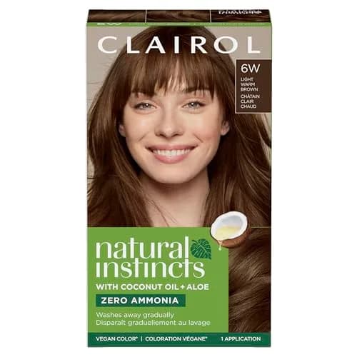 Clairol Natural Instincts Demi-Permanent Hair Dye 6W Light Warm Brown 177ml (5.85 Fl Oz) | Ammonia-Free Vegan Hair Color with Coconut Oil & Aloe Vera thumbnail 1