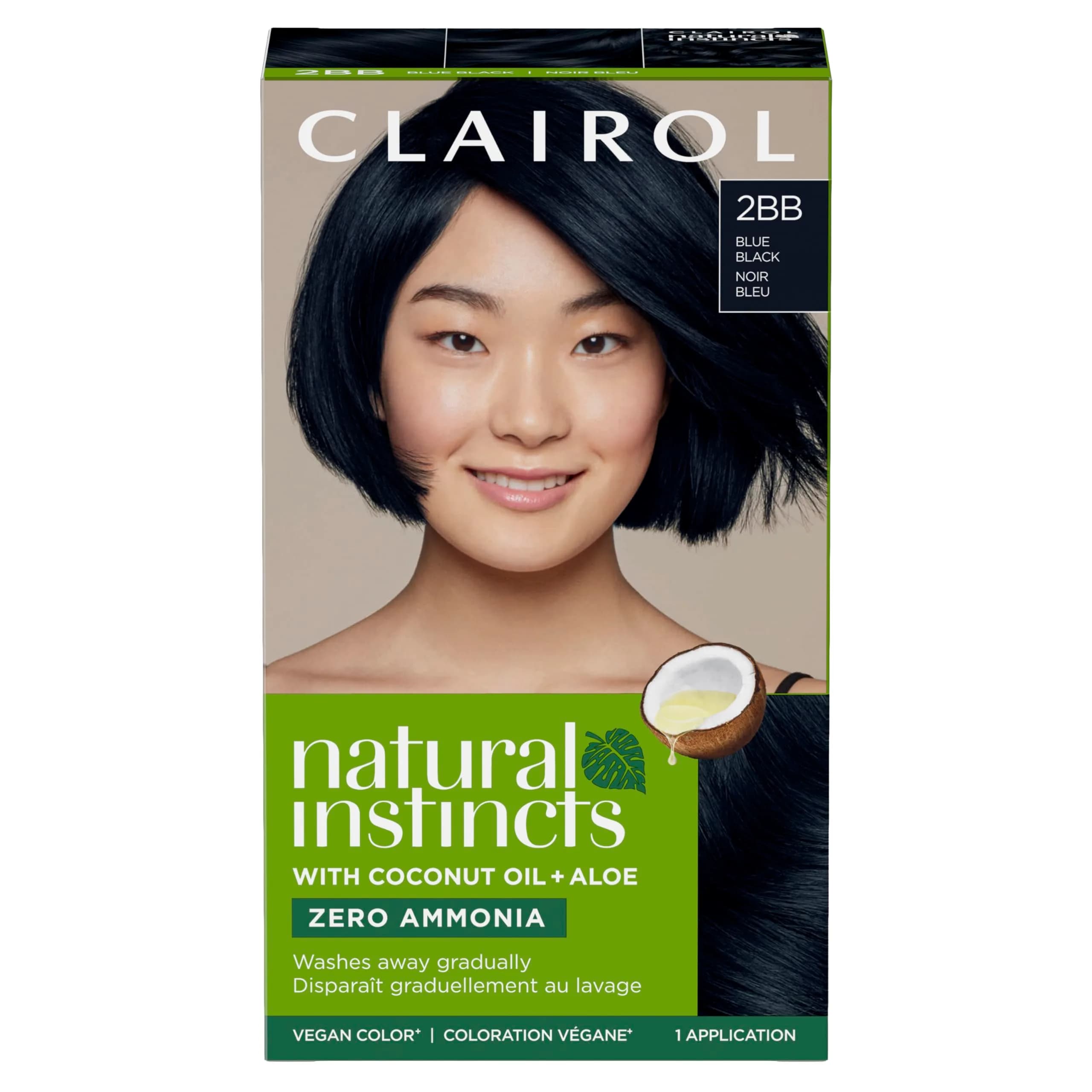 Clairol Natural Instincts Demi-Permanent Hair Dye 6BZ Light Caramel Brown 525ml (17.55 Fl Oz) | Ammonia-Free Vegan Hair Color — 2BB Blue Black