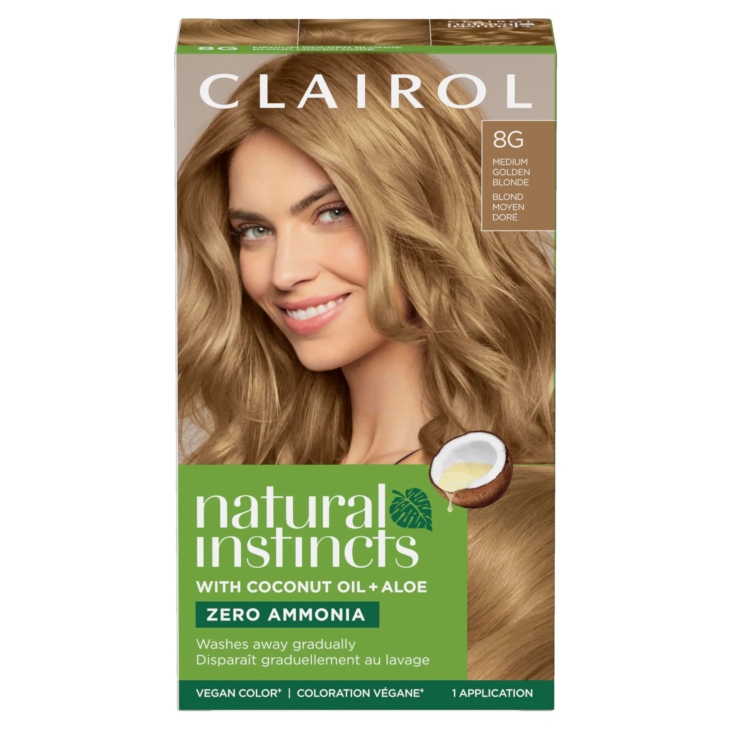 Clairol Natural Instincts Demi-Permanent Hair Dye 8G Medium Golden Blonde | Gradual Gray Blurring & Glossy Shine