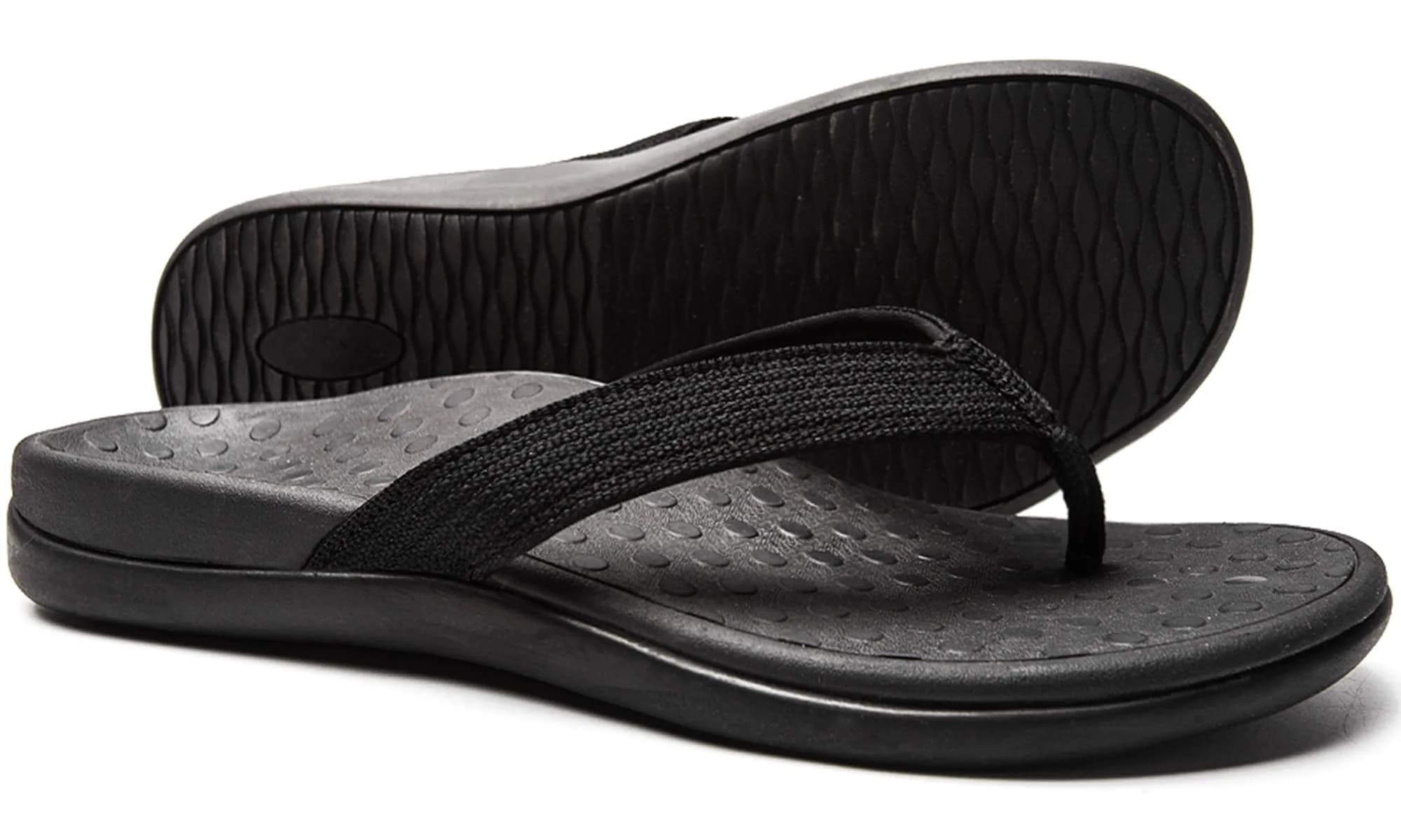 LLSOARSS Plantar Fasciitis Feet sandal with Arch Support | Orthotic Flip Flops for Flat Feet, Heel Pain (10 M US, Black) - main product image