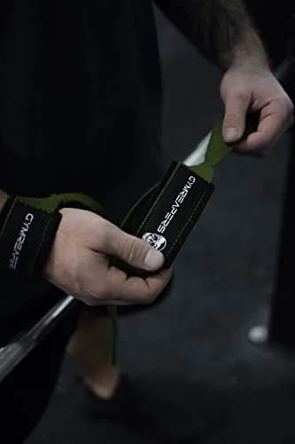 Gymreapers Lifting Wrist Straps Military Green | Padded Neoprene & 18" Cotton for Deadlifts & Weightlifting thumbnail 5