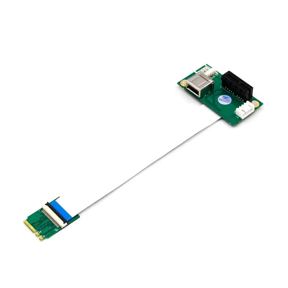 Mustpoint NGFF (M.2) Key A/E to PCI-E x1 + USB Riser Card 15cm & 25cm Cables | Support PCIe 1X/4X/8X/16X, USB 2.0, Windows 7+ - main product image